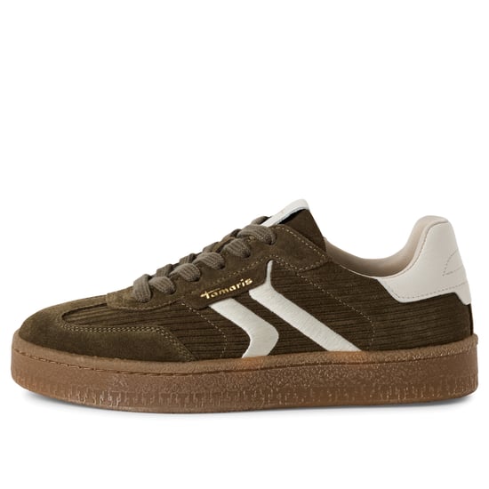 Zapatillas Tamaris de ante verde oliva con cordones para mujer - Image 4