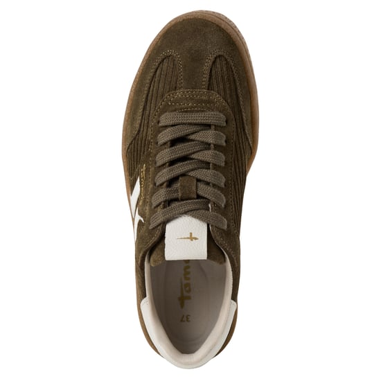 Zapatillas Tamaris de ante verde oliva con cordones para mujer - Image 5
