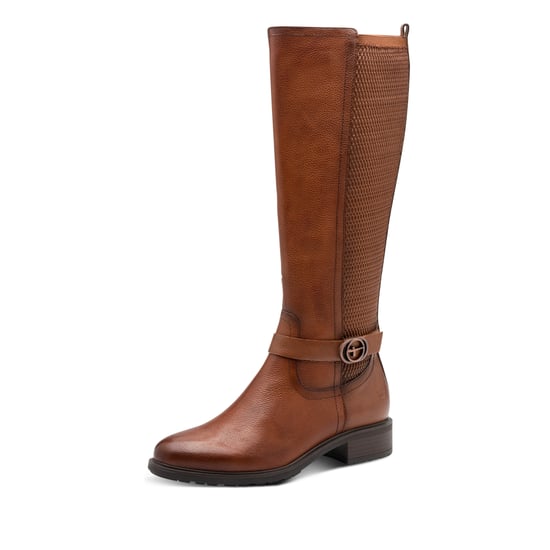 Botas de montar hasta la rodilla Tamaris para mujer, de cuero marrón coñac y tostado - Image 3