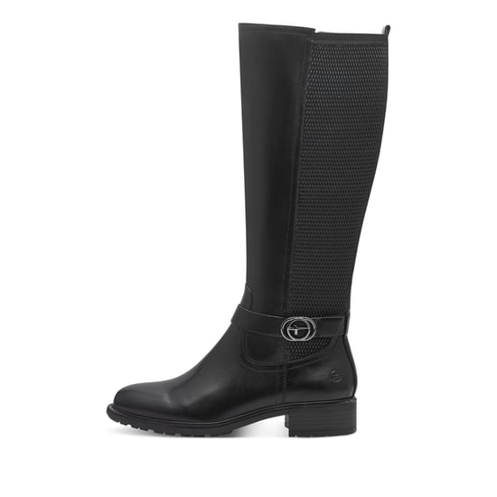 Botas de montar hasta la rodilla de cuero negro para mujer de Tamaris - Image 4