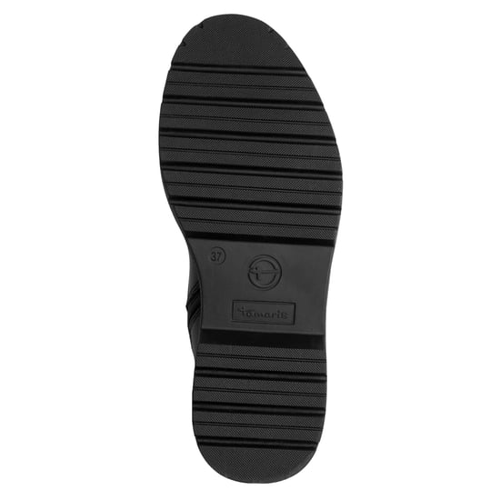 Botines Tamaris de combate con cordones y cremallera de cuero negro para mujer - Image 6