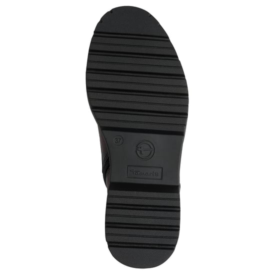 Botines Tamaris de combate con cordones y cremallera en cuero marrón para mujer - Image 6