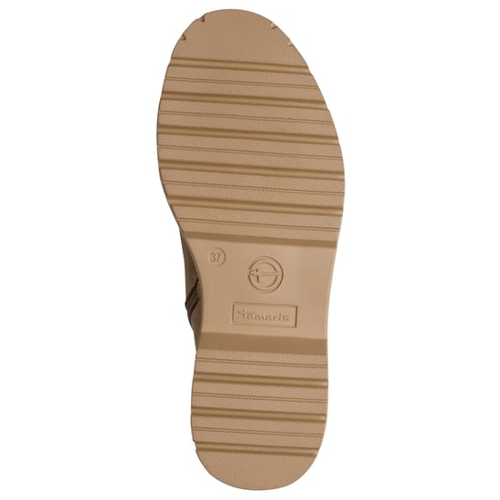 Botines Tamaris de combate con cordones y cremallera en piel beige camel para mujer - Image 6