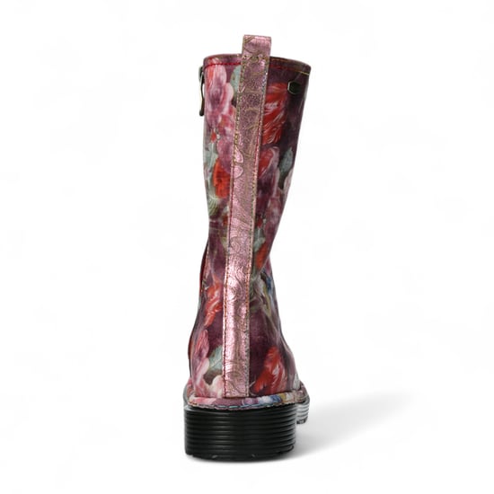 Botas altas de cuero victoriano gótico para mujer Laura Vita Incaso-18 con diseño floral burdeos - Image 6