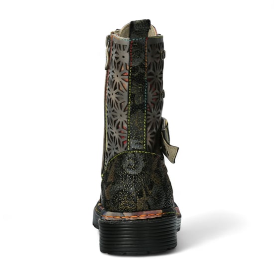 Botas altas hasta el tobillo de cuero victoriano gótico con diseño floral negro Laura Vita Incaso 36 para mujer - Image 6