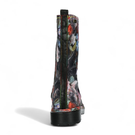 Botas altas de cuero victoriano gótico para mujer Laura Vita Incaso-18 con diseño floral negro - Image 4