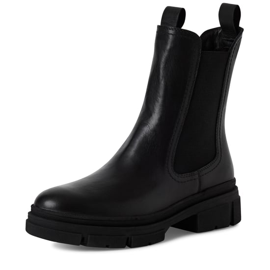 Botines Chelsea altos clásicos de piel negra Tamaris para mujer - Image 3