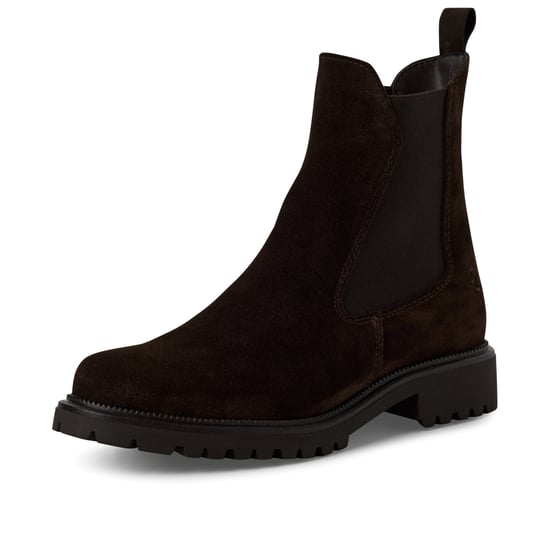 Botines Chelsea altos clásicos de piel marrón moca para mujer de Tamaris - Image 3