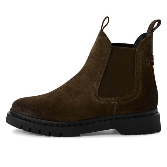 Botines Chelsea clásicos de ante verde oliva para mujer de Tamaris - Image 4