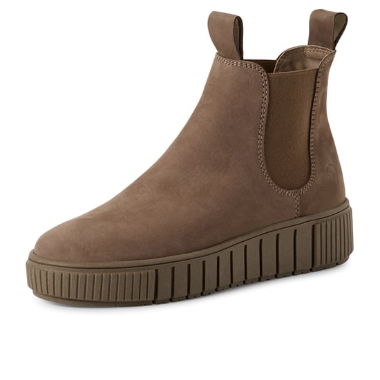 Botines Chelsea Tamaris de piel marrón topo para mujer - Image 3