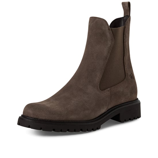 Botines Chelsea altos clásicos de piel marrón topo para mujer de Tamaris - Image 3