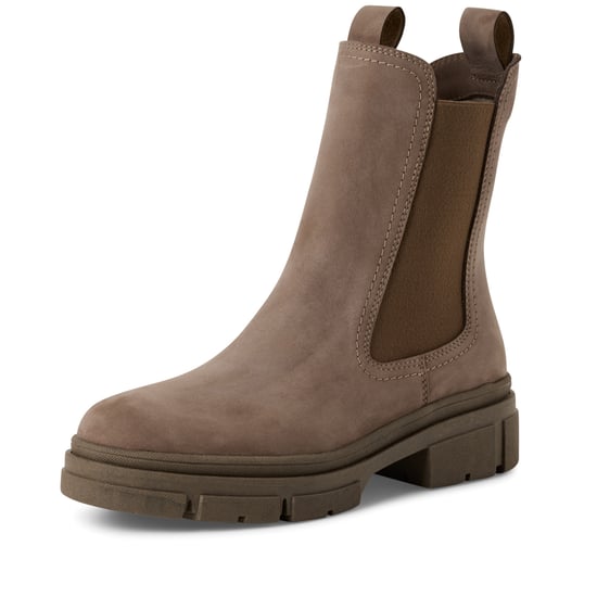 Botines Chelsea altos clásicos de Tamaris para mujer, de piel marrón Dune Taupe - Image 3