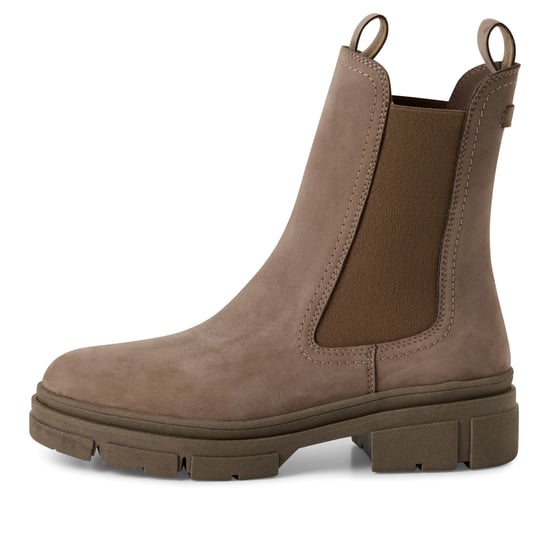 Botines Chelsea altos clásicos de Tamaris para mujer, de piel marrón Dune Taupe - Image 4
