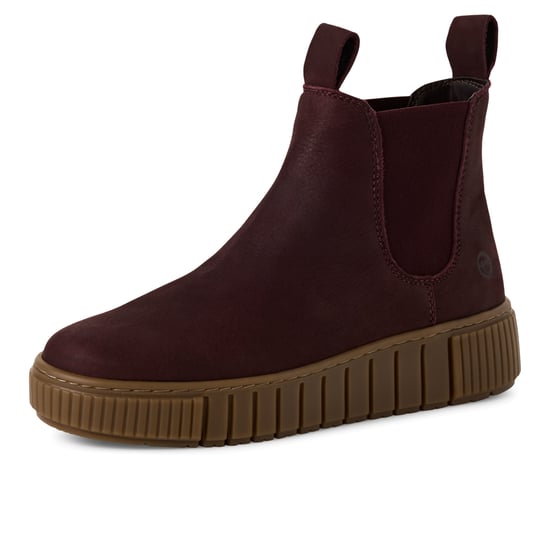 Botines Chelsea Tamaris de piel burdeos para mujer - Image 3