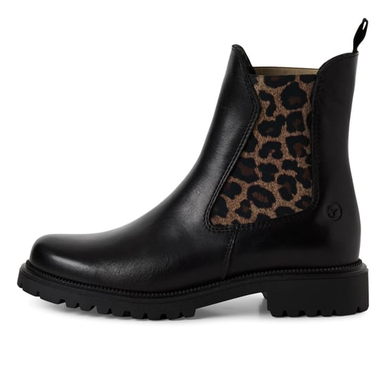Botines Chelsea altos clásicos de piel de leopardo negra para mujer de Tamaris - Image 4