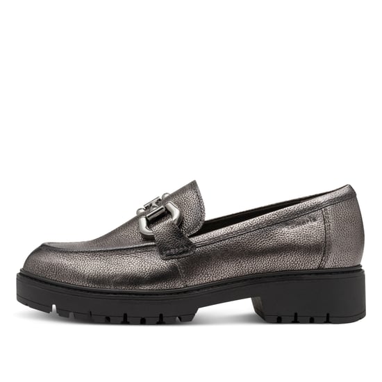 Mocasines Tamaris de piel color peltre y plata para mujer, sin cordones y con plataforma - Image 4