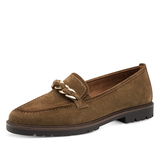 Mocasines Tamaris para mujer de piel de ante marrón camel - Image 3
