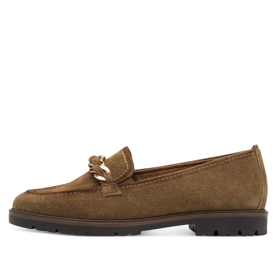 Mocasines Tamaris para mujer de piel de ante marrón camel - Image 4