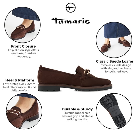 Mocasines Tamaris para mujer de ante marrón moca - Image 2