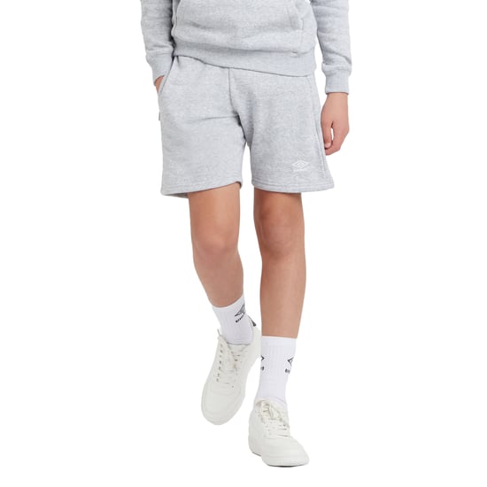 Umbro Childrens/Kids Club Leisure Shorts (Grey Marl/White) - Image 3