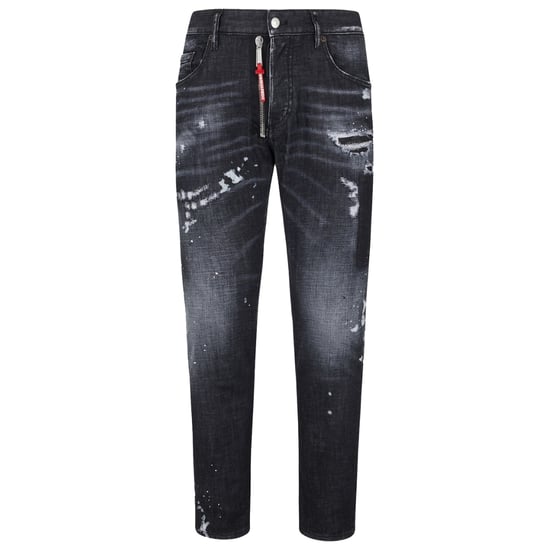 Dsquared2 Skater Jean Vaqueros con lavado negro y muslos rasgados con salpicaduras de pintura - Image 1