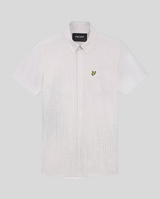 Camisa de manga corta slim fit a cuadros en azul para hombre Lyle & Scott - Image 5