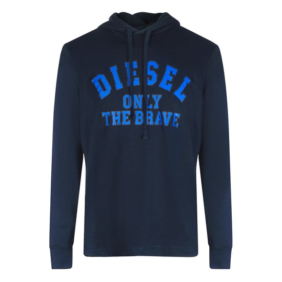 Camiseta azul marino con capucha y logo de Diesel Only The Brave - Image 1