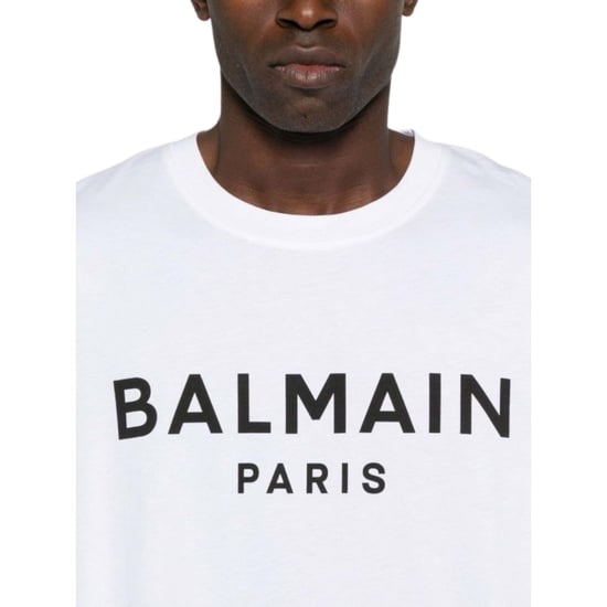 Camiseta blanca con el logotipo de la marca Balmain Paris Bold - Image 4