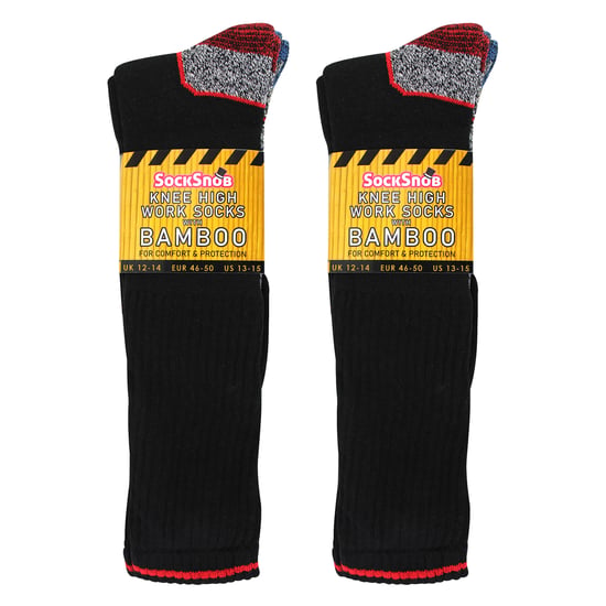 Calcetines de trabajo de bambú para hombre hasta la rodilla para botas de punta de acero | Antitranspirantes de alta resistencia - Image 2