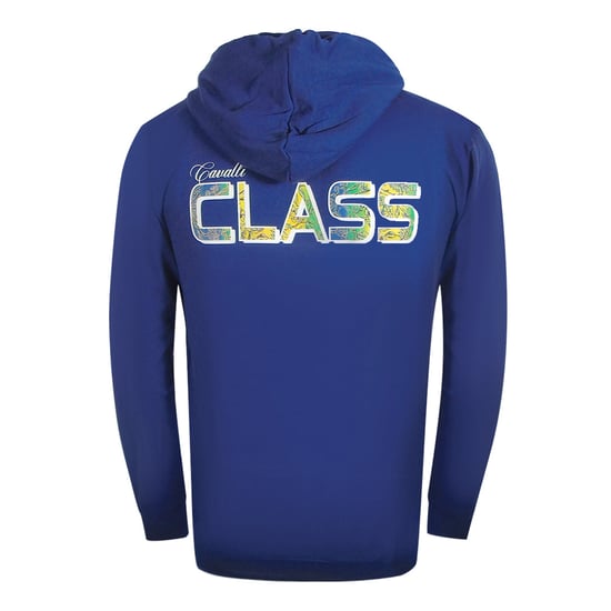 Sudadera Con Capucha Y Cremallera Azul Iris Con Logotipo Floral Llamativo De Cavalli Class - Image 2