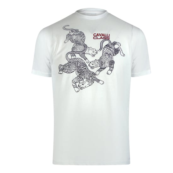 Camiseta Cavalli Class Tradicional Con Estampado De Leopardo En Blanco Roto - Image 1