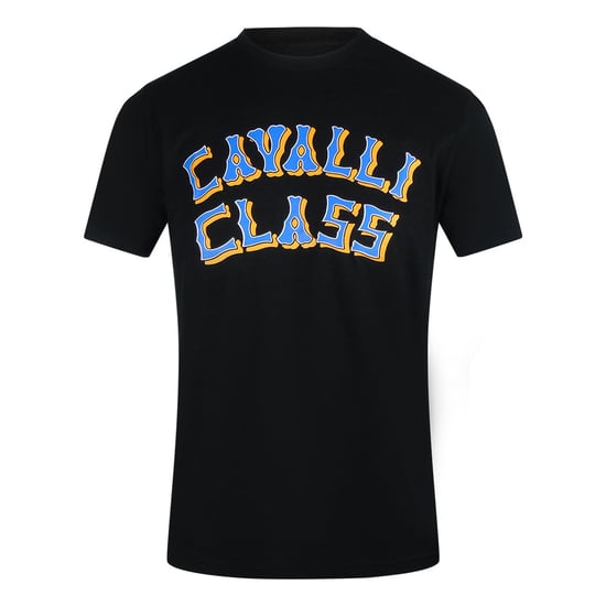 Camiseta Negra Con Logo En Capas De Cavalli Class - Image 1