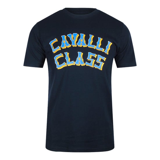 Camiseta Azul Marino Con Logotipo En Capas De Cavalli Class - Image 1