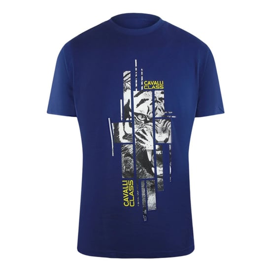 Camiseta Azul Con El Logo Del Tigre Abstracto De Cavalli Class - Image 1