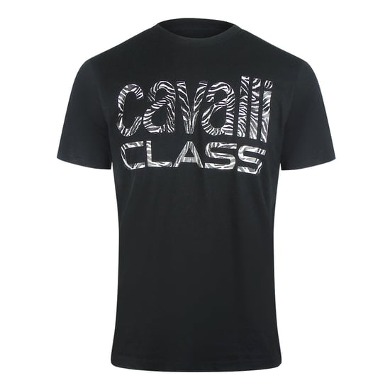 Camiseta Negra Con Estampado De Cebra Llamativo De Cavalli Class - Image 1