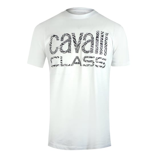 Camiseta Blanca Con Estampado De Cebra Llamativo De Cavalli Class - Image 1