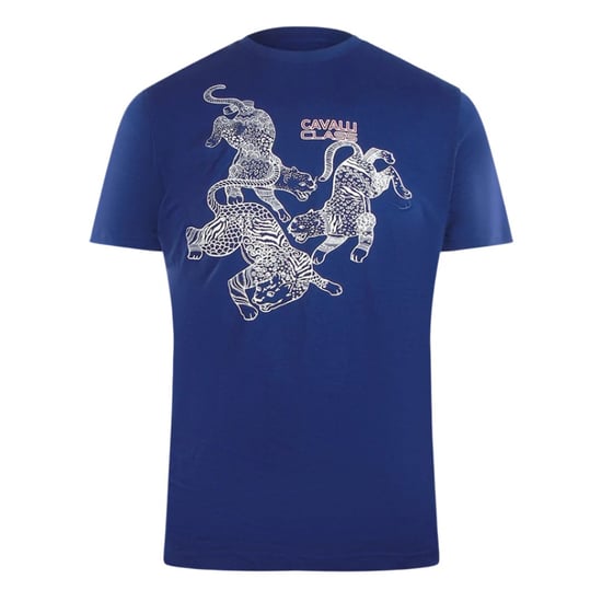 Camiseta Azul Con El Logotipo De Leopardo Paisley De Cavalli Class - Image 1