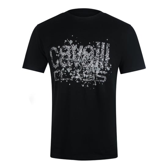 Camiseta Negra Con El Logotipo Rociado Y Agrietado De Cavalli Class - Image 1