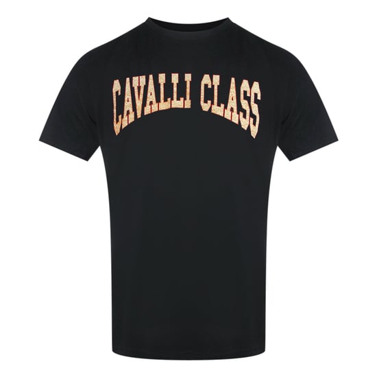 Camiseta Negra Con El Logotipo Universitario De Cavalli Class - Image 1