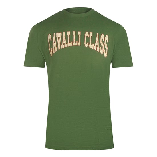 Camiseta Verde Militar Con El Logotipo Universitario De Cavalli Class - Image 1