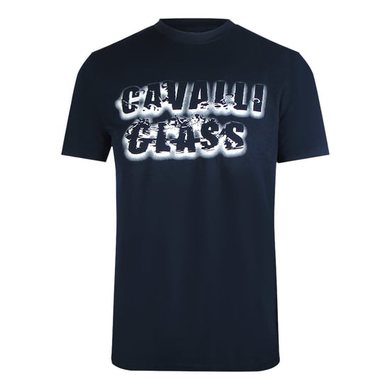 Camiseta Azul Marino Con El Logo De Cavalli Class Smoke Bold - Image 1