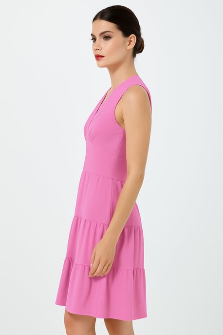 Vestido de jersey sin mangas con cuello en V color orquídea - Image 3