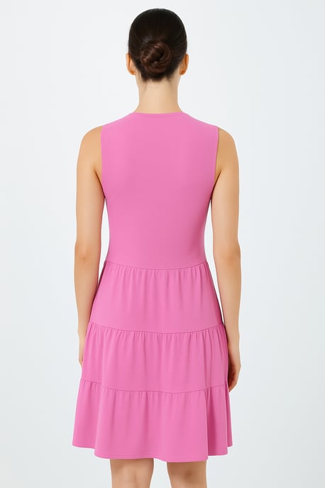 Vestido de jersey sin mangas con cuello en V color orquídea - Image 4