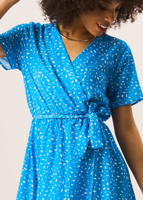Vestido midi azul con estampado animal - Image 2