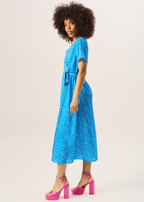 Vestido midi azul con estampado animal - Image 3