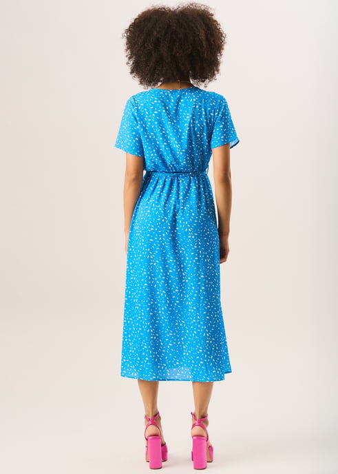 Vestido midi azul con estampado animal - Image 4