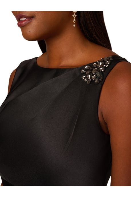 Mikado Flounce Shirred Gown in Black - Image 3