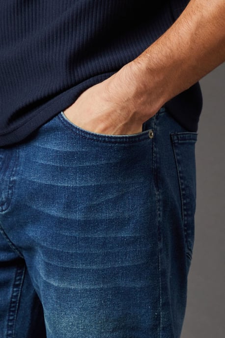 Blue Wash Stretch Straight Fit Jeans - Image 5