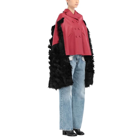 Chaqueta tipo capa de cuero con ribete de piel sintética de Maison Margiela - Image 3