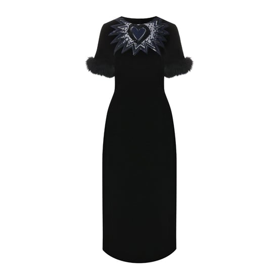 Vestido midi de terciopelo con ribete de piel de Fendi - Image 1